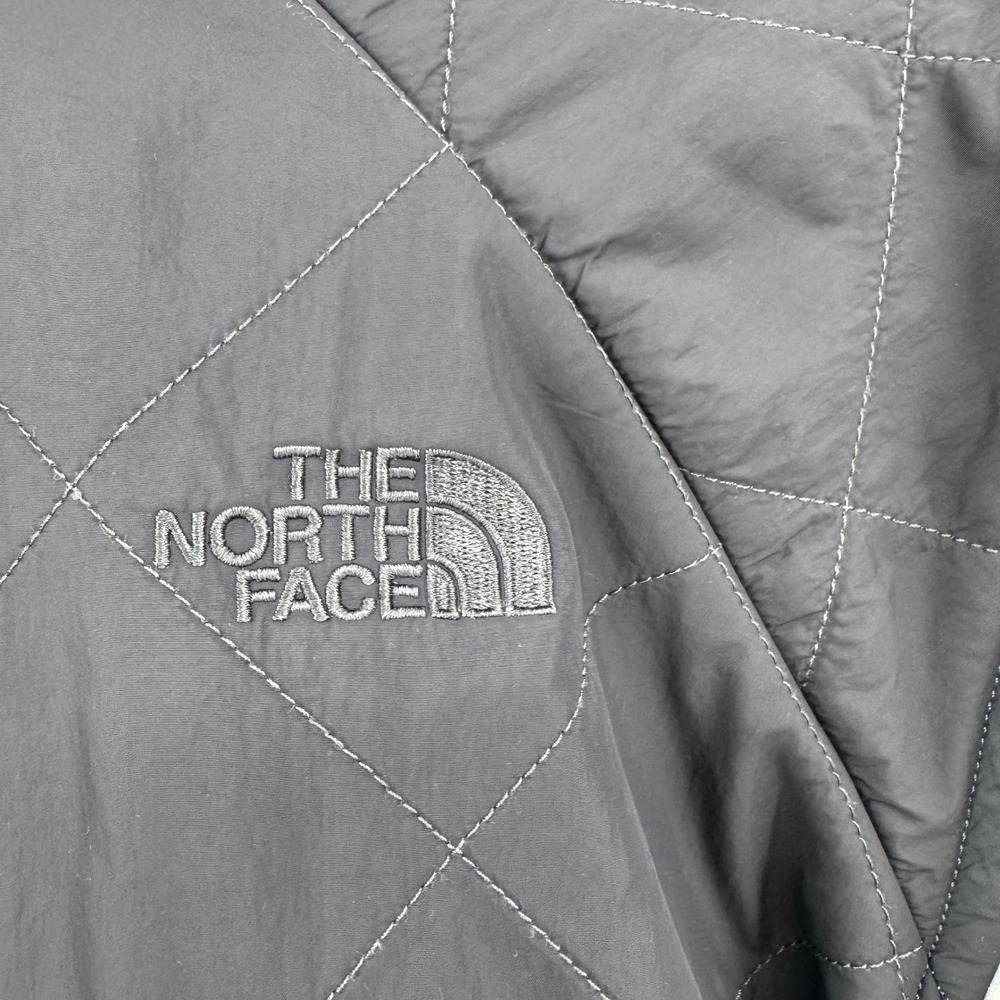 The North Face Womens Mountain Sweatshirt Quilted Pullover Grey Cream Medium - Picture 2 of 8
